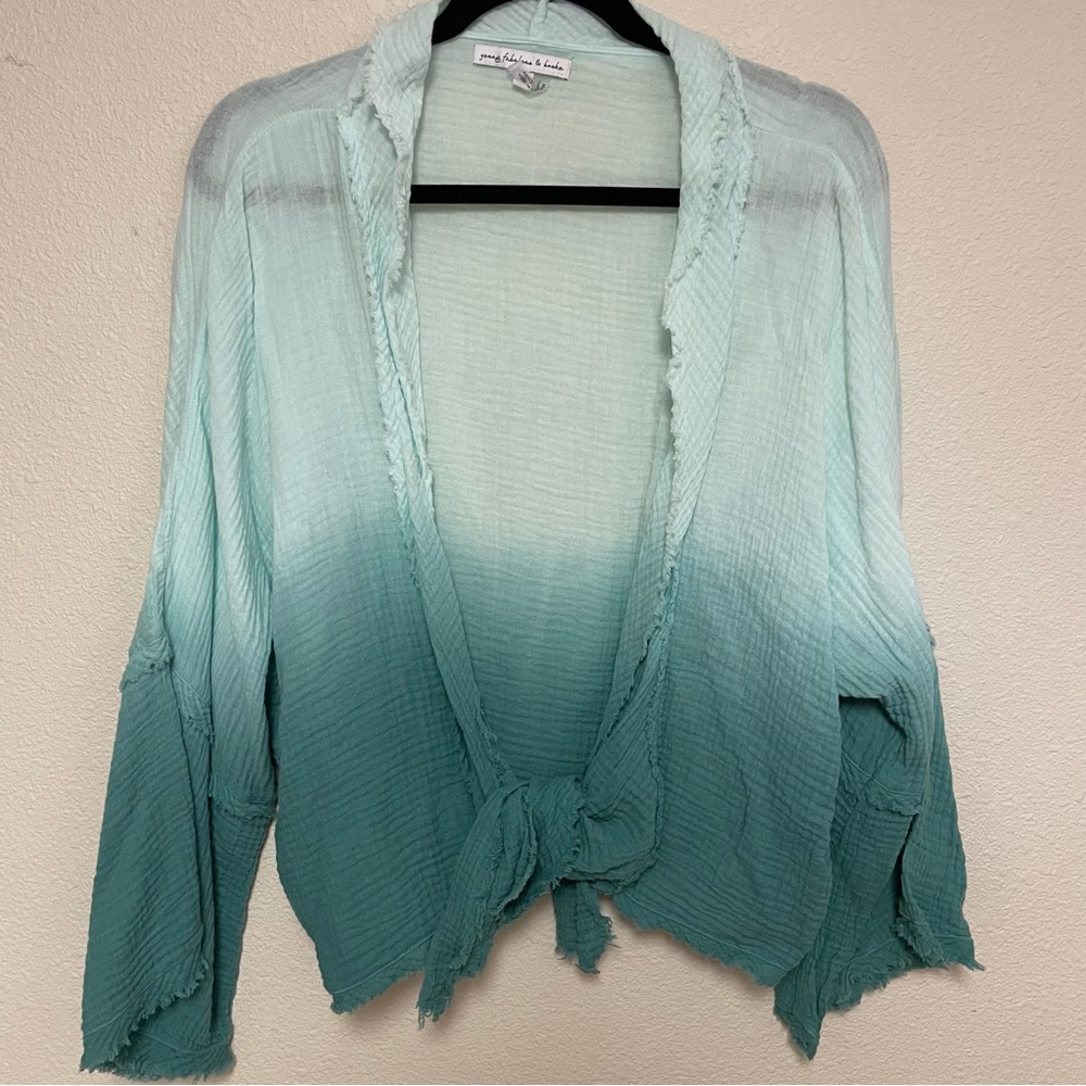 YFB Teal Ombre Open Front Cardigan